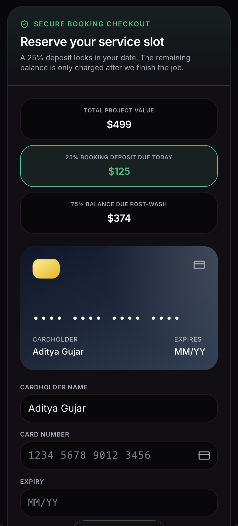 Closely deposit checkout on a phone